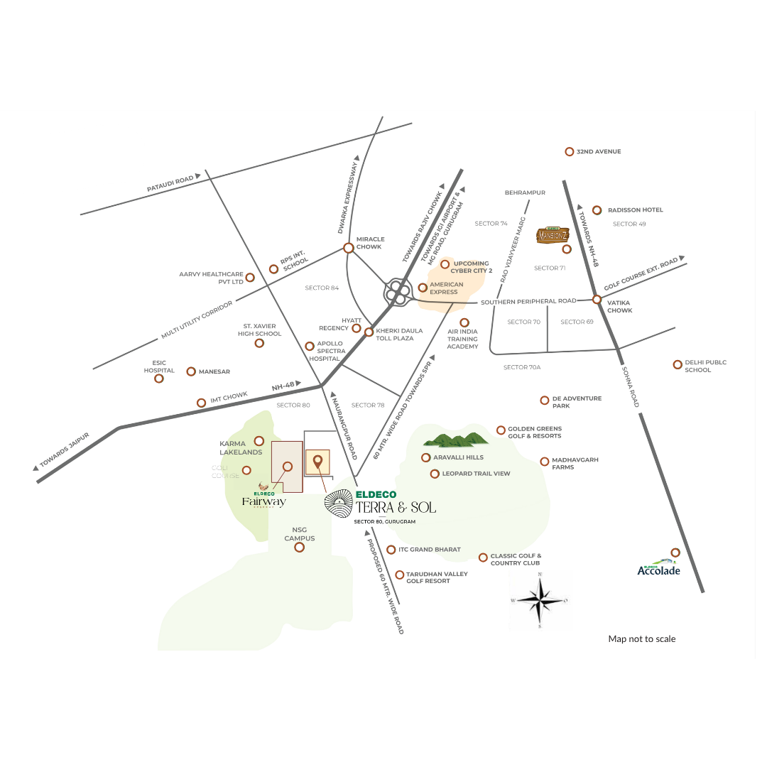 Eldeco Terra & Sol Location Map – Sector 80, Gurugram near NH-48